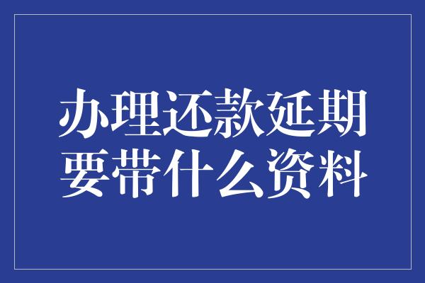 办理还款延期要带什么资料