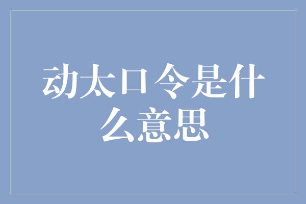 动太口令是什么意思