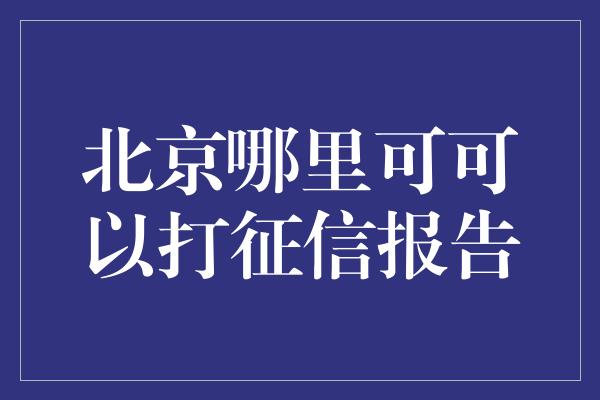 北京哪里可可以打征信报告