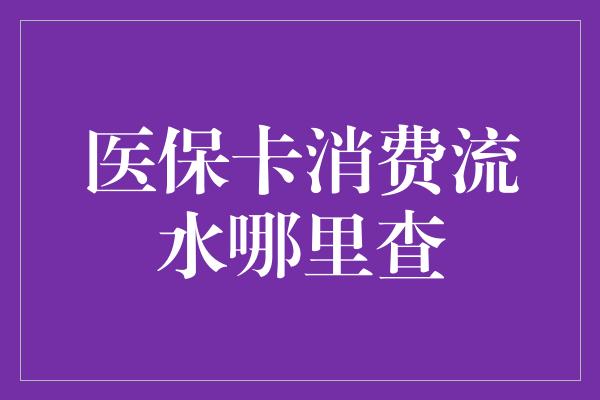 医保卡消费流水哪里查