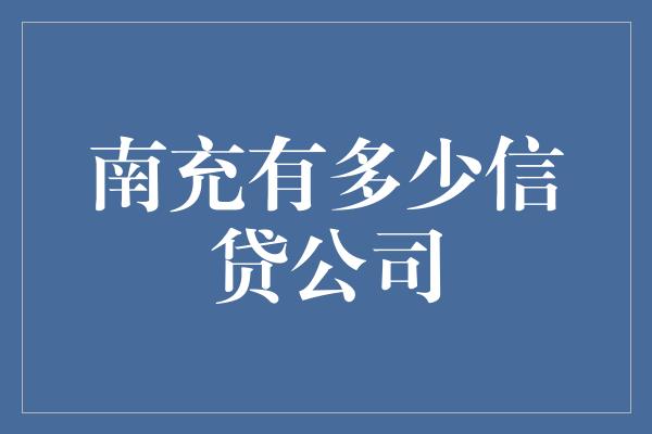 南充有多少信贷公司