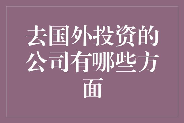 去国外投资的公司有哪些方面