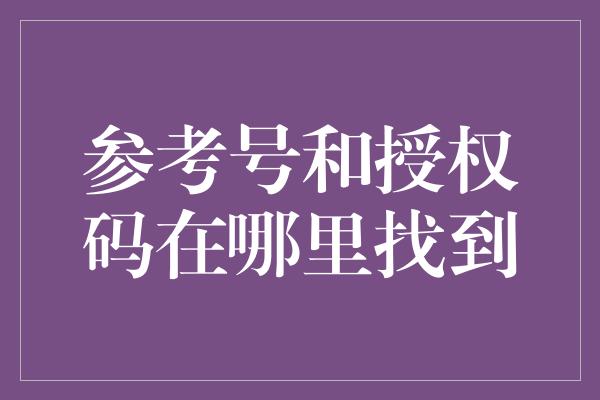 参考号和授权码在哪里找到