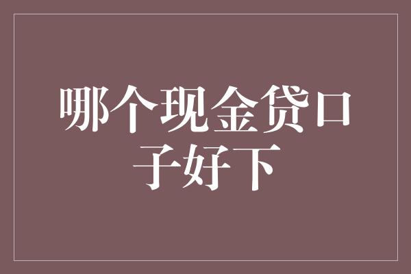 哪个现金贷口子好下