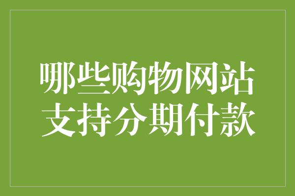 哪些购物网站支持分期付款