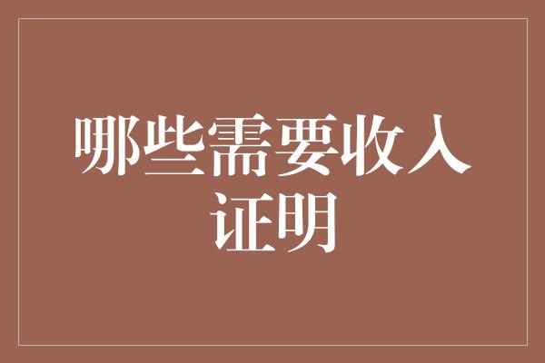 哪些需要收入证明