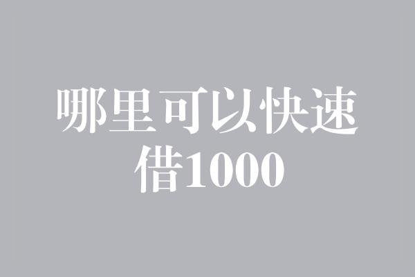 哪里可以快速借1000