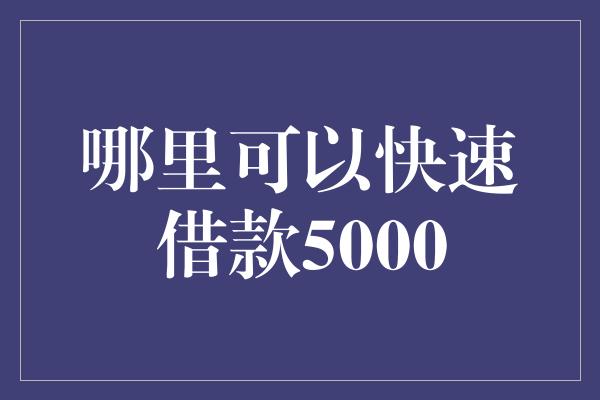 哪里可以快速借款5000