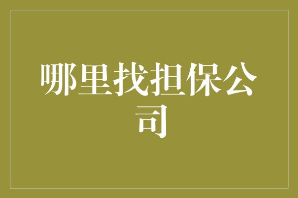 哪里找担保公司