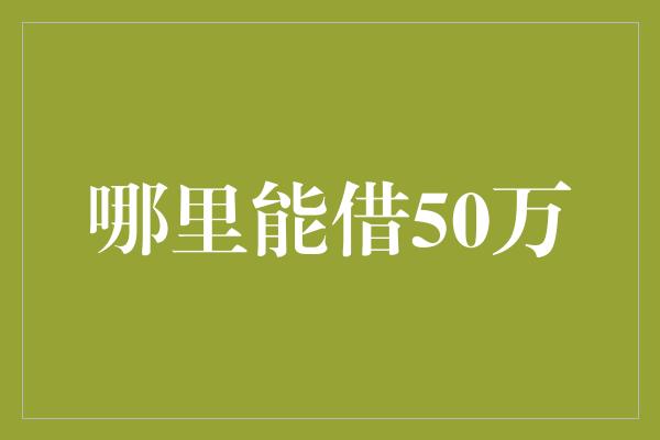 哪里能借50万