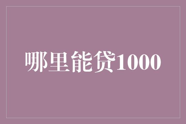 哪里能贷1000