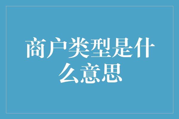 商户类型是什么意思