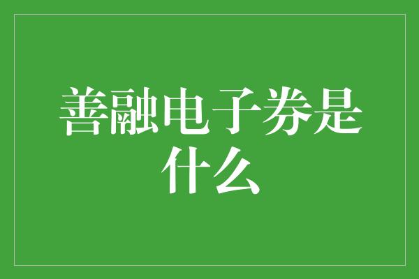 善融电子券是什么