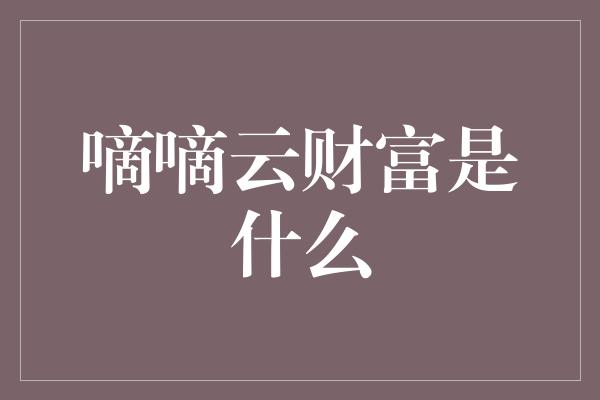 嘀嘀云财富是什么