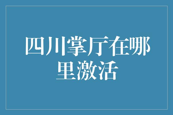 四川掌厅在哪里激活