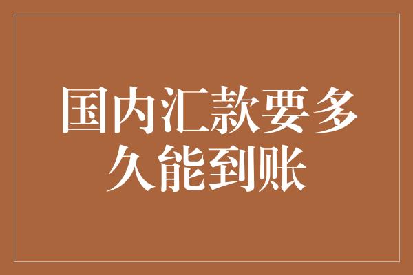 国内汇款要多久能到账