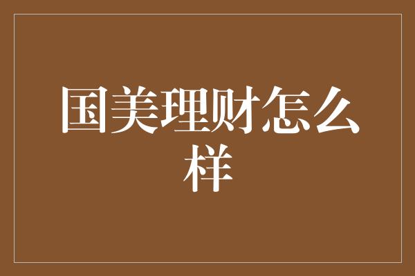 国美理财怎么样