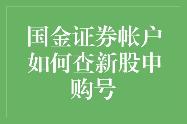 国金证券帐户如何查新股申购号