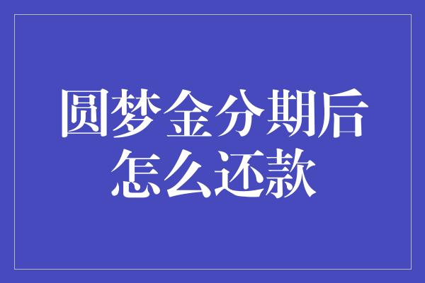 圆梦金分期后怎么还款