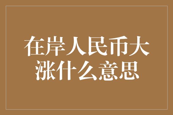 在岸人民币大涨什么意思