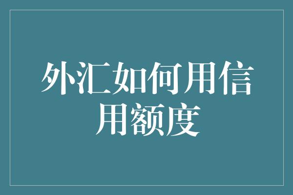 外汇如何用信用额度