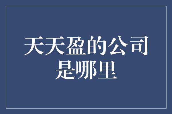 天天盈的公司是哪里