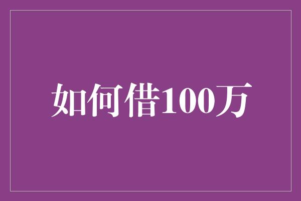 如何借100万