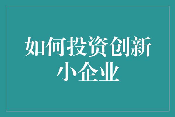 如何投资创新小企业