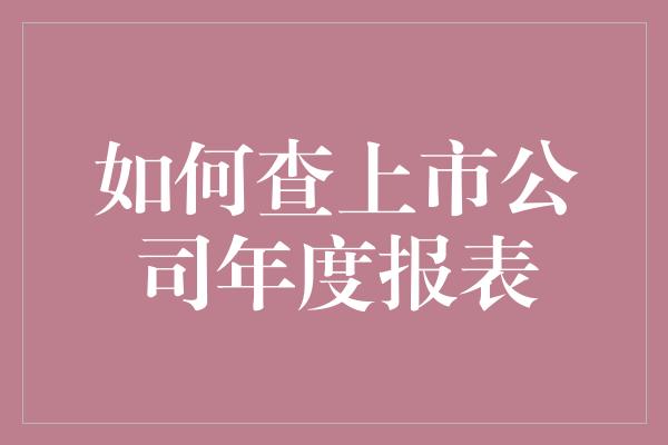 如何查上市公司年度报表