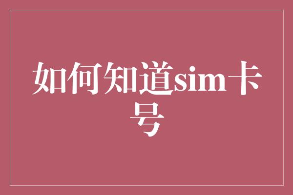 如何知道sim卡号