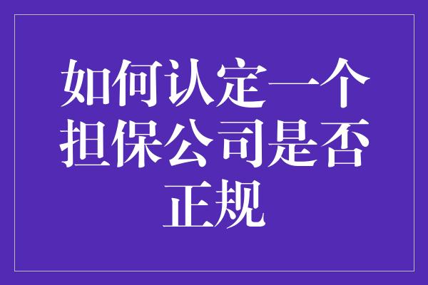 如何认定一个担保公司是否正规