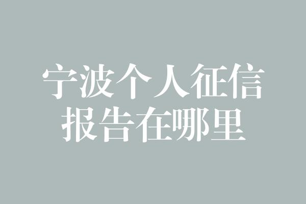 宁波个人征信报告在哪里