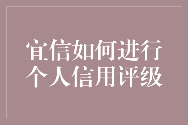 宜信如何进行个人信用评级