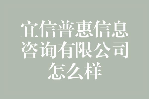 宜信普惠信息咨询有限公司怎么样