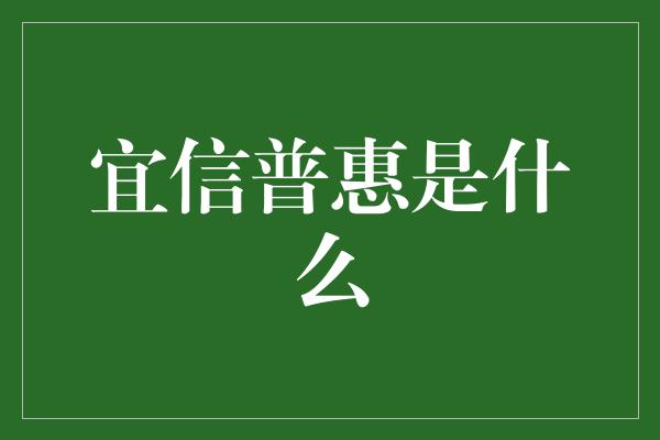 宜信普惠是什么