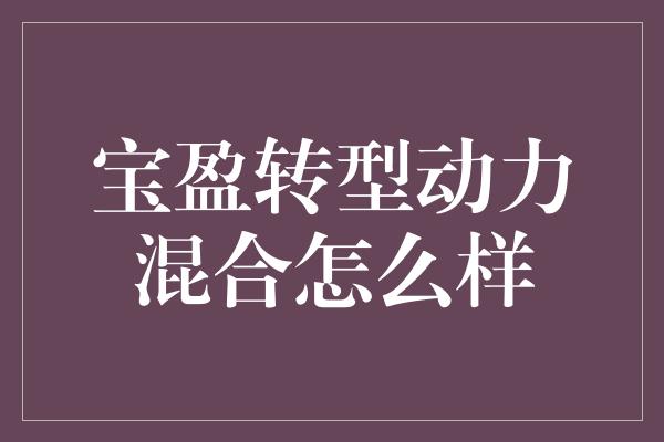 宝盈转型动力混合怎么样