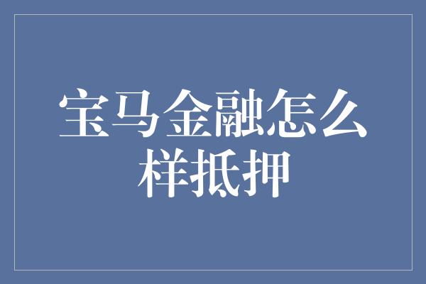 宝马金融怎么样抵押