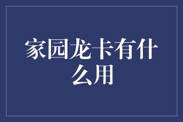 家园龙卡有什么用