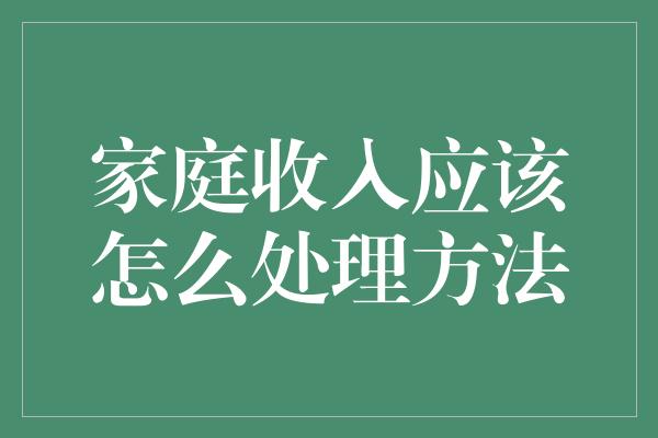 家庭收入应该怎么处理方法