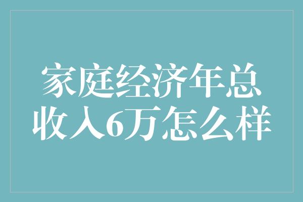 家庭经济年总收入6万怎么样