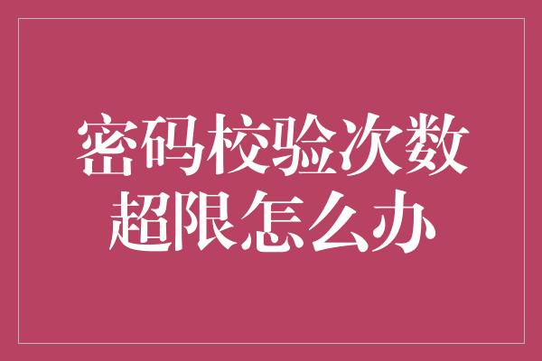 密码校验次数超限怎么办