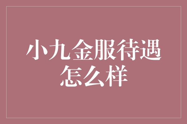 小九金服待遇怎么样