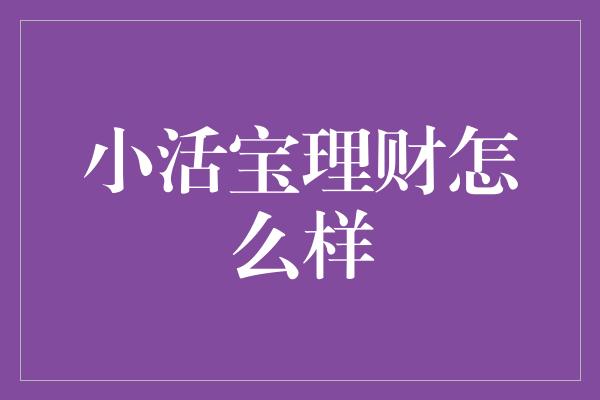 小活宝理财怎么样