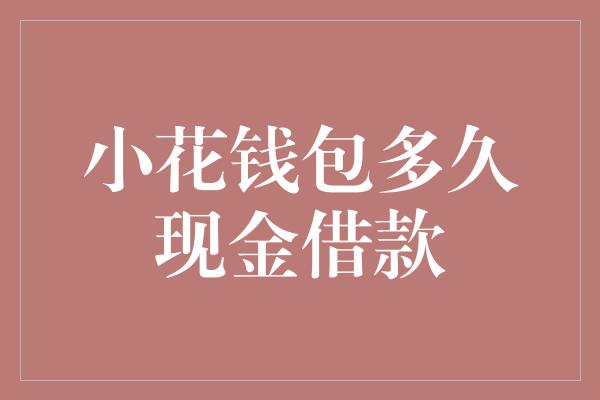 小花钱包多久现金借款