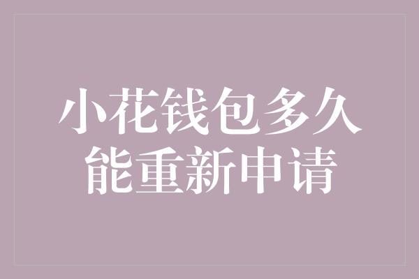 小花钱包多久能重新申请