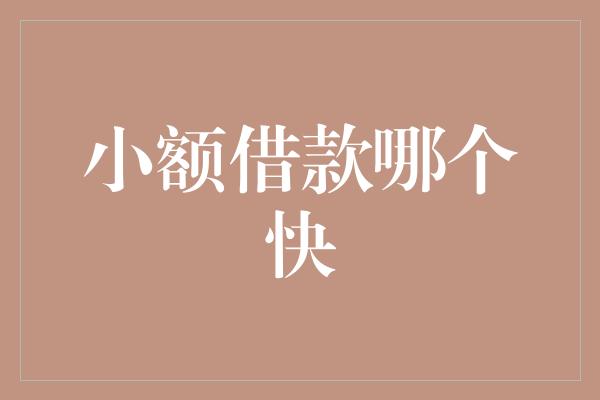 小额借款哪个快