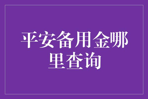 平安备用金哪里查询