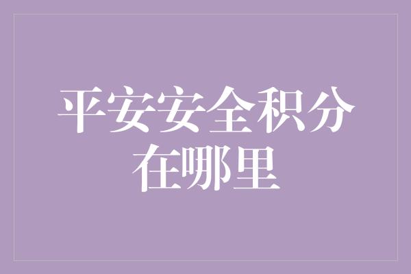 平安安全积分在哪里