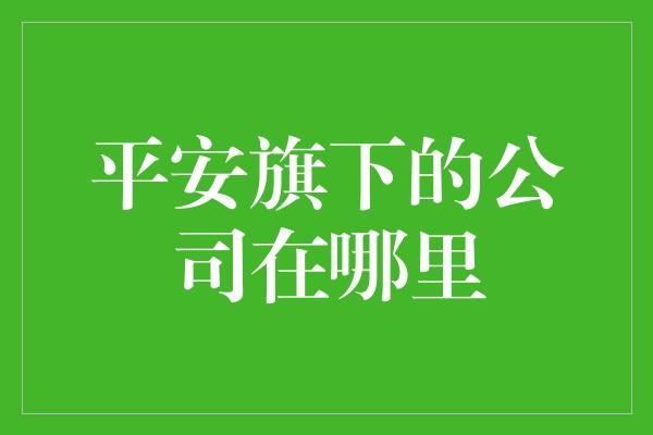 平安旗下的公司在哪里