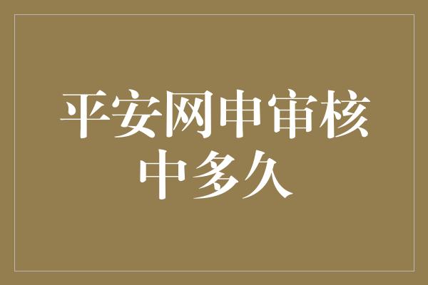 平安网申审核中多久